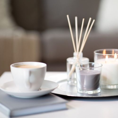 Home fragrance collection including diffusers and candles